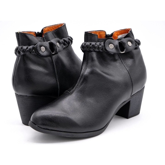 Suzanne Betro Shoes - Suzanne Betro Womens 10 Ankle Boots Black Leather Side Zipper Fashion Bootie